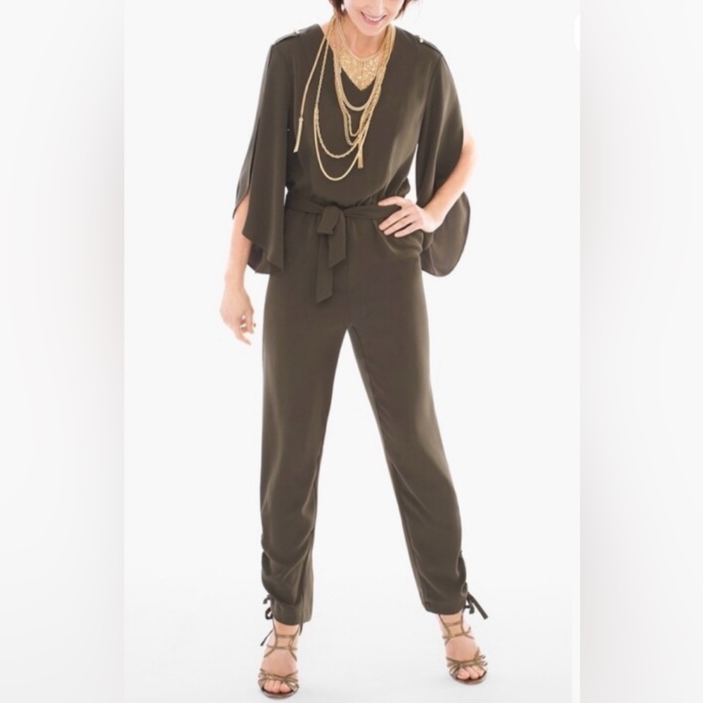 NWT$179 CHICO’s Black Label Midnight Moss Utility Jumpsuit Size 2 = L